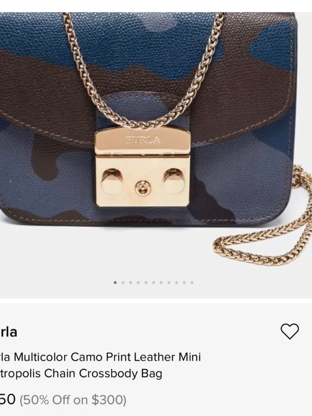 New Furla Leather Camo Metropolitan Crossbody
